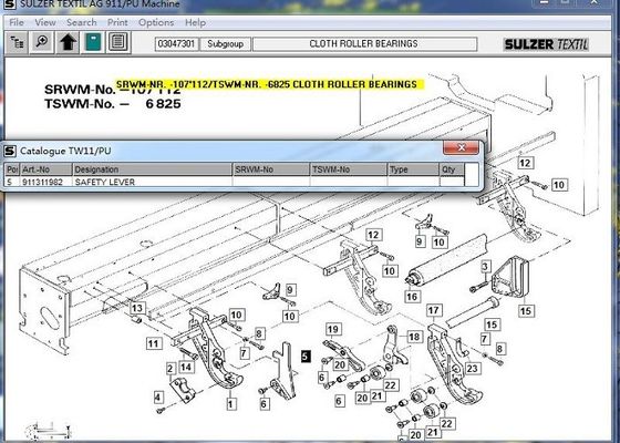 Safty-Hebel-spinnender Webstuhl-Ersatzteile 911-311-982 für Stoff-Rollenlager